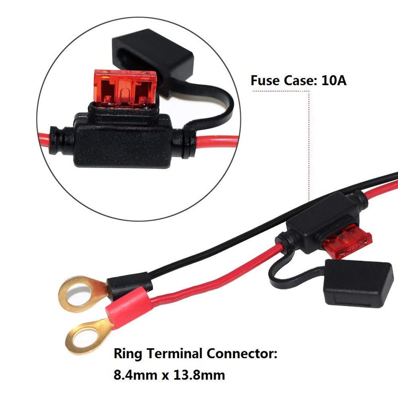 SPARKING 2FT SAE to Ring Terminal Harness Quick Connect/Disconnect Ring Terminal Assembly, 10A Fuse(2FT) - Image 3